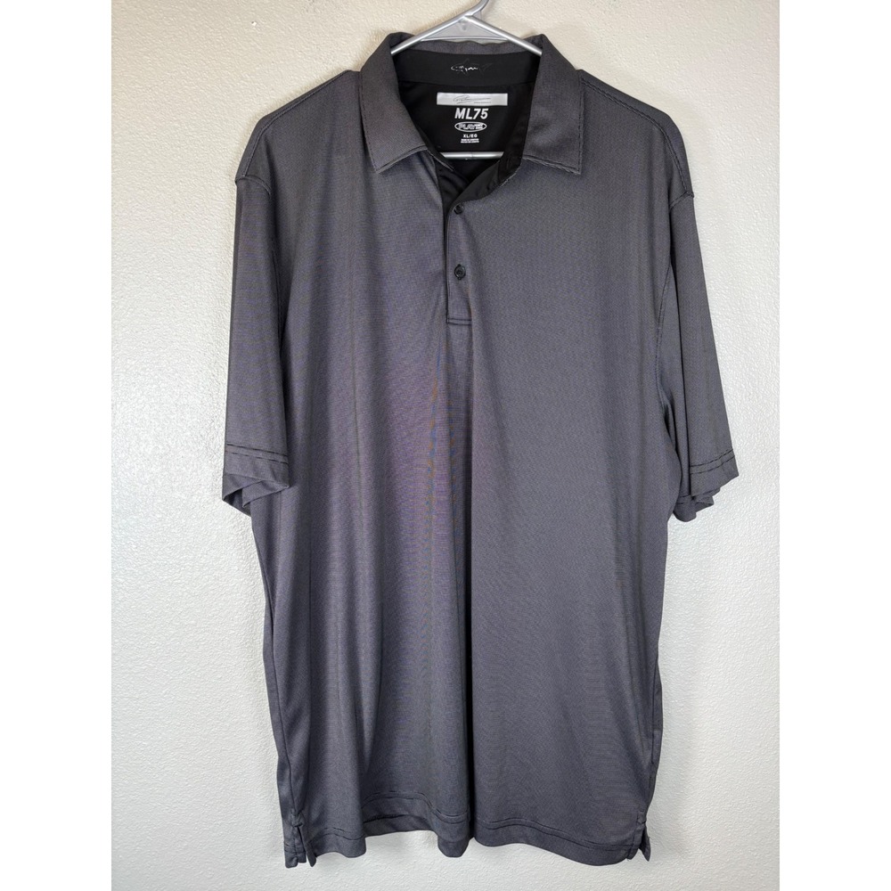 Greg Norman ML75 Play Dry Golf Polo Shirt Mens XL Gray Micro Pattern Short Sleev